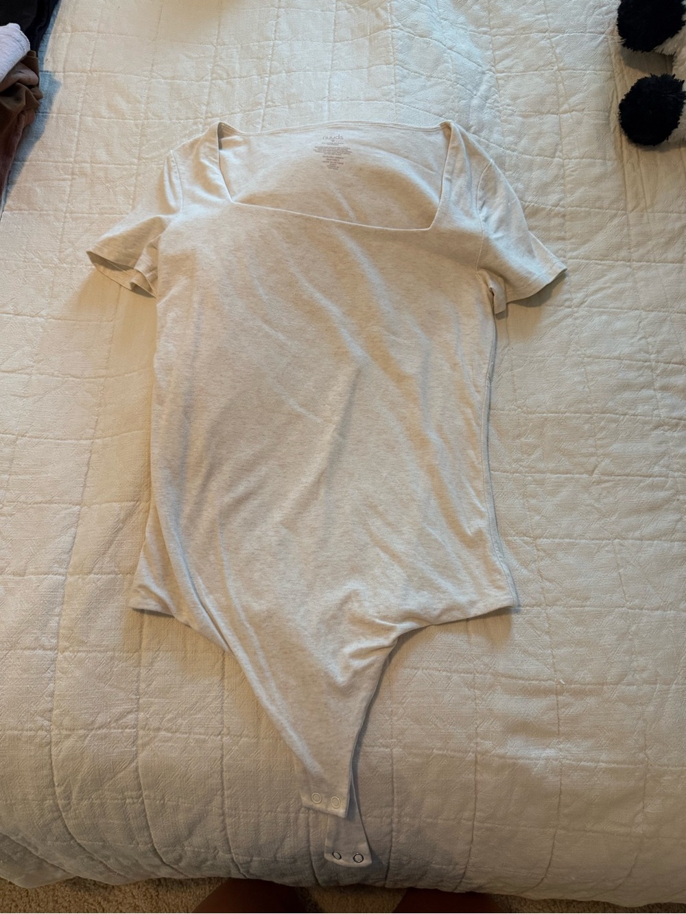 Nuuds Heather bone Cotton square neck bodysuit